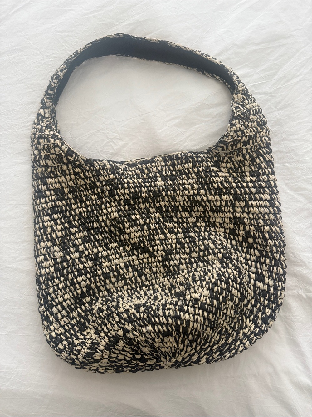 Banana Republic Black & Cream Woven Shoulder Bag